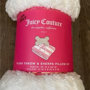 Juicy Couture Pet Plush throw and Sherpa pillow set